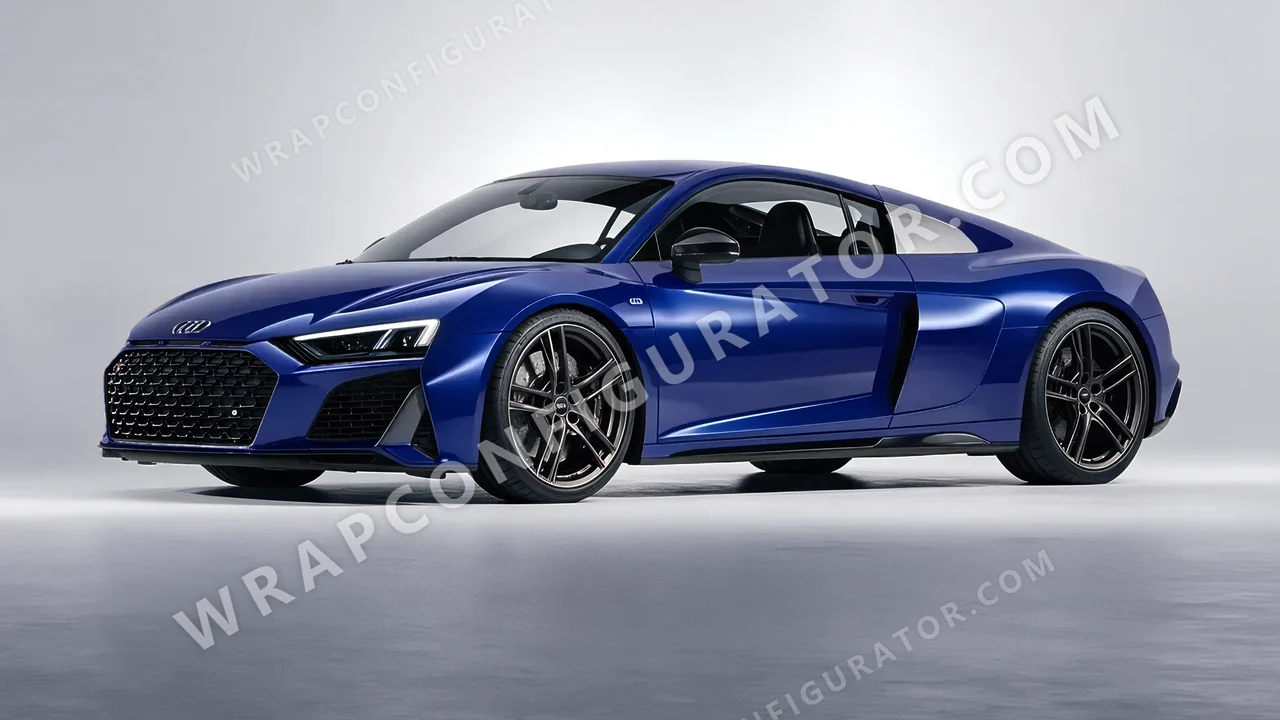 Blue Audi R8 2022 wrapped in 3M Gloss Boat Blue G127