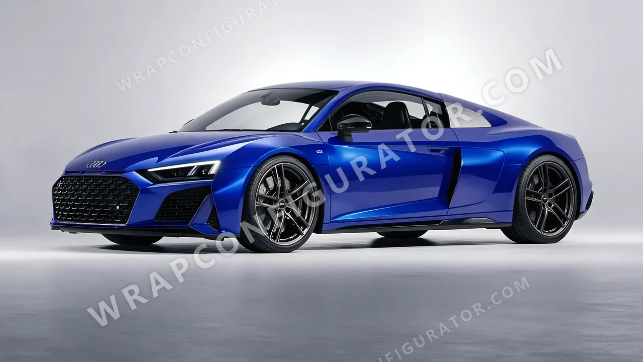 Blue Audi R8 2022 wrapped in 3M Gloss Deep Blue Metallic G217