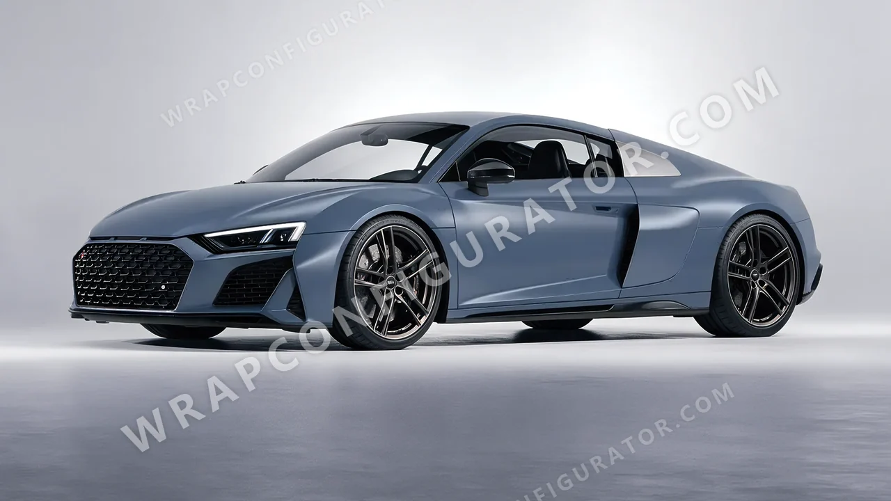 Blue Audi R8 2022 wrapped in 3M Lunar Blue S87