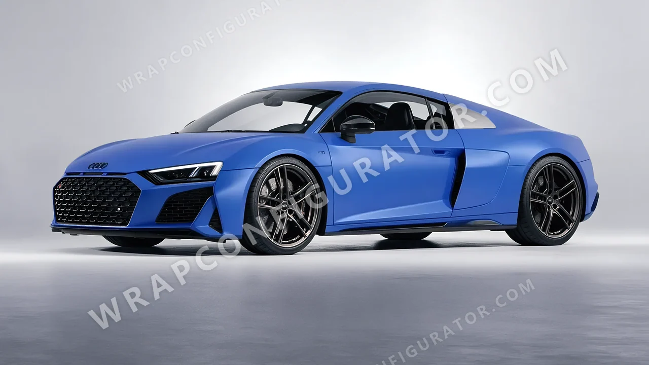 Blue Audi R8 2022 wrapped in 3M Matte Blue Metallic M227