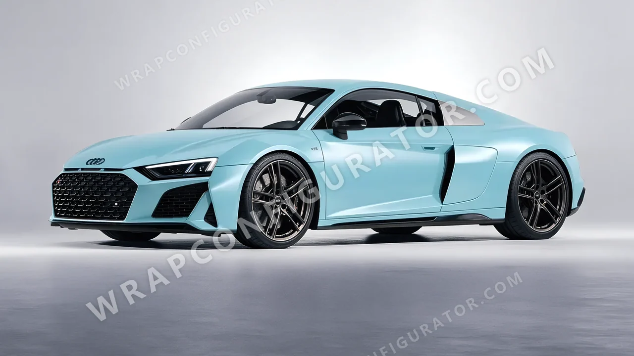 Blue Audi R8 2022 wrapped in 3M Satin Key West S57