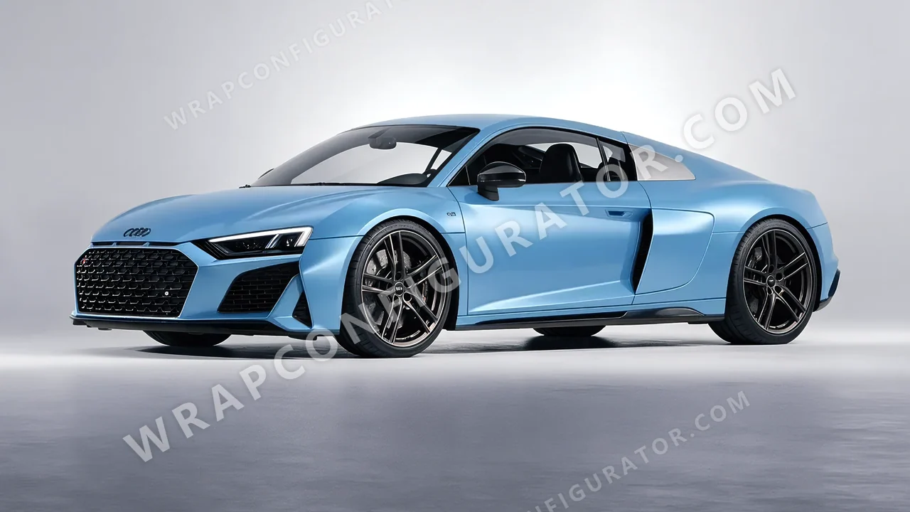 Blue Audi R8 2022 wrapped in 3M Satin Ocean Shimmer S327