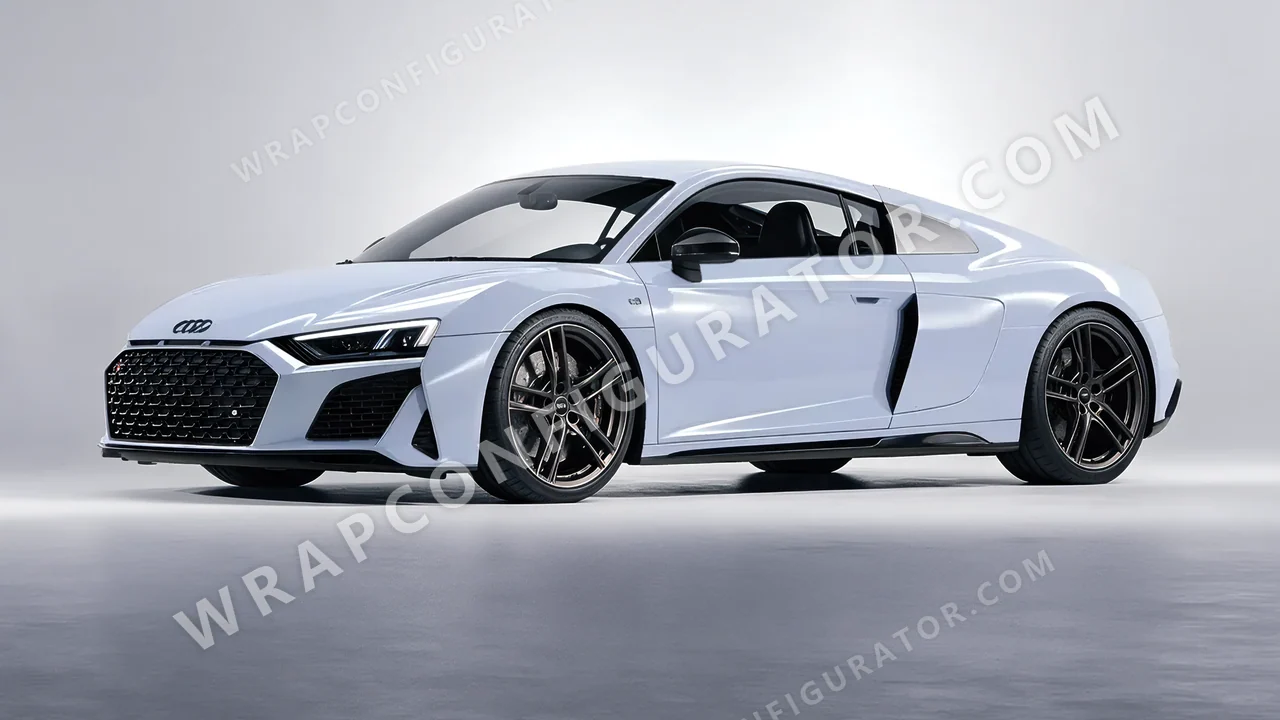 Blue Audi R8 2022 wrapped in Avery Dennison Cloudy Blue SW900-656-O