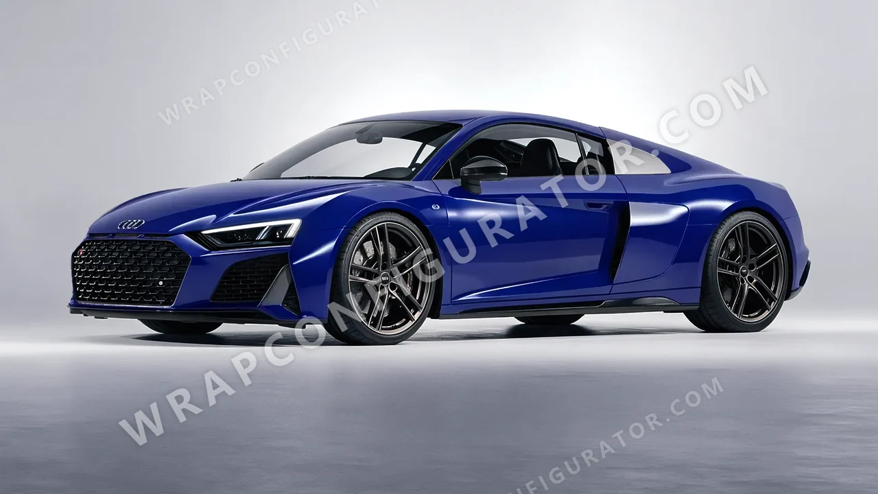 Blue Audi R8 2022 wrapped in Avery Dennison Dark Blue SW900-681-O