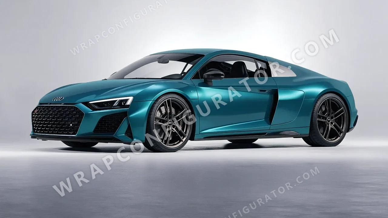 Blue Audi R8 2022 wrapped in Avery Dennison Satin Cool Teal SW900-716-S