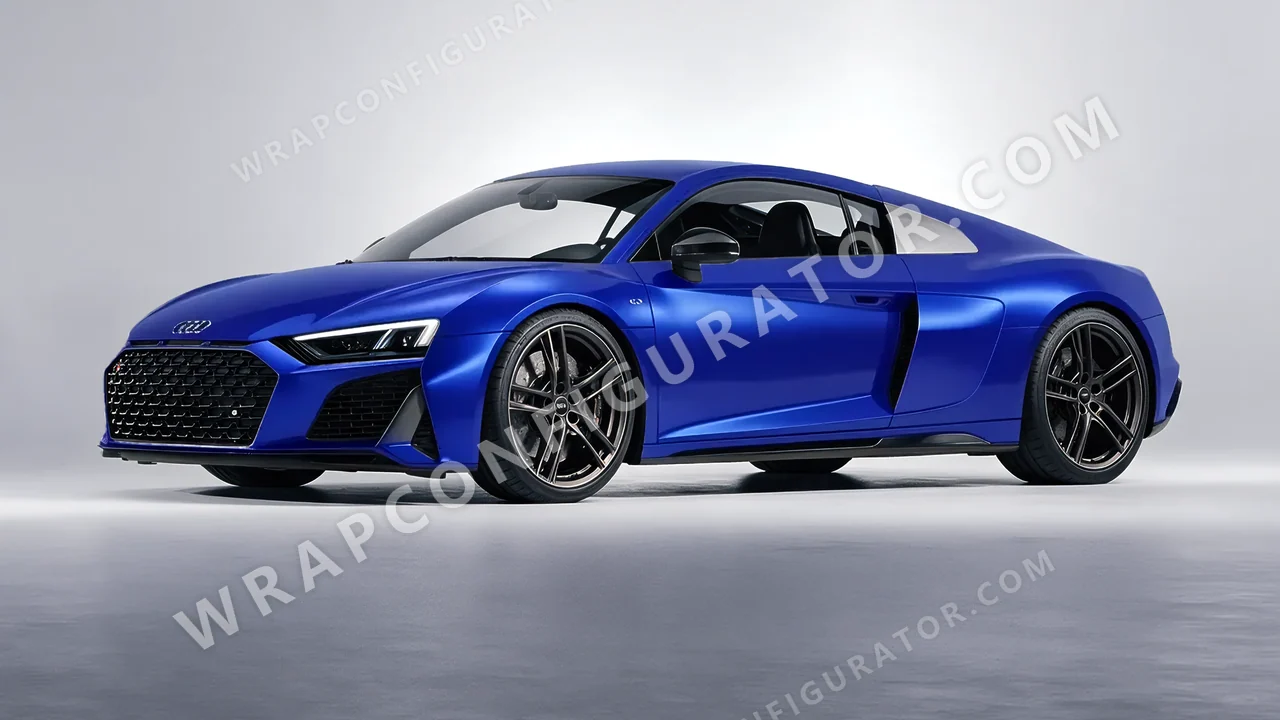 Blue Audi R8 2022 wrapped in Avery Dennison Satin Wave Blue SW900-629-S