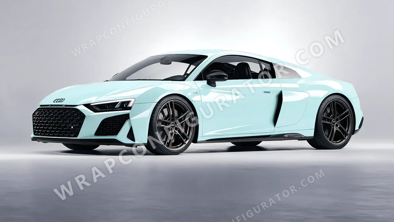 Blue Audi R8 2022 wrapped in Colourshield PPF by HyperPro Baby Blue HGF29-P