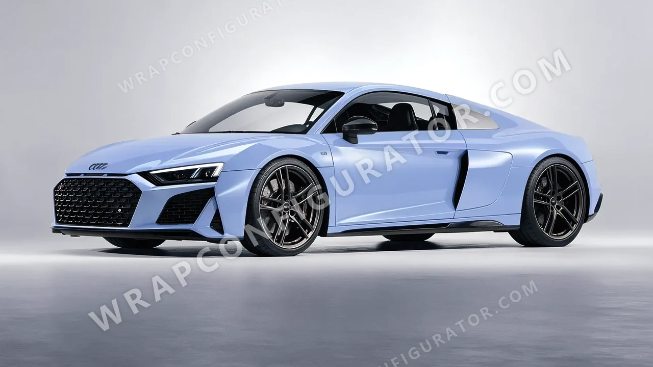 Blue Audi R8 2022 wrapped in Colourshield PPF by HyperPro Baby Blue HGM67-P