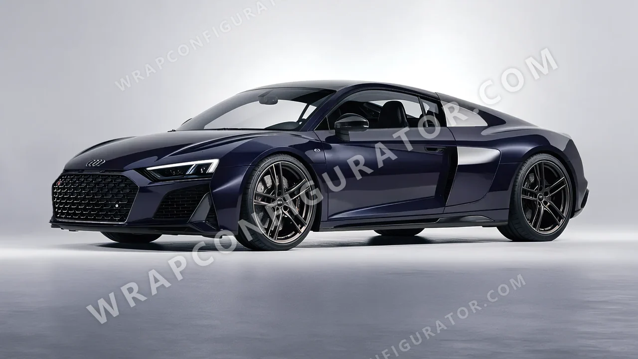 Blue Audi R8 2022 wrapped in Colourshield PPF by HyperPro Gray/Blue GAF25-P