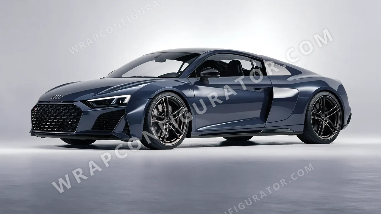 Blue Audi R8 2022 wrapped in Colourshield PPF by HyperPro Gray Blue GAF38-P