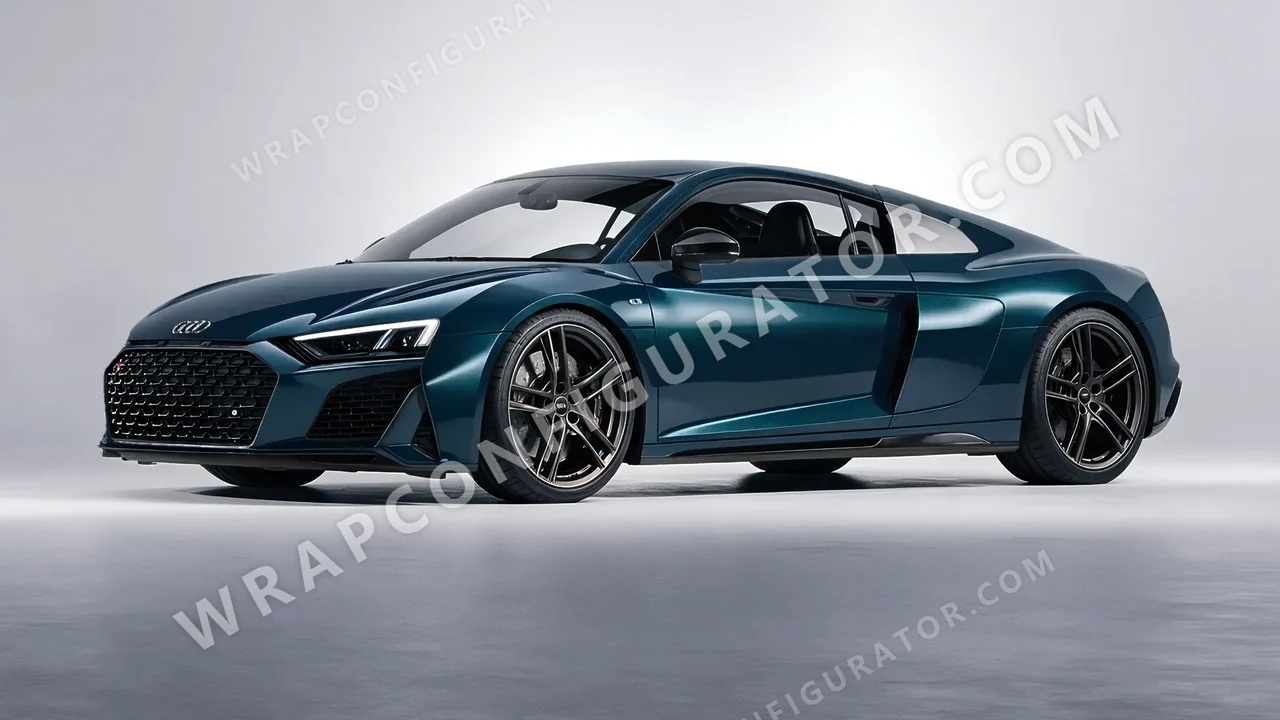 Blue Audi R8 2022 wrapped in Colourshield PPF by HyperPro Peacock Blue GAF40-P