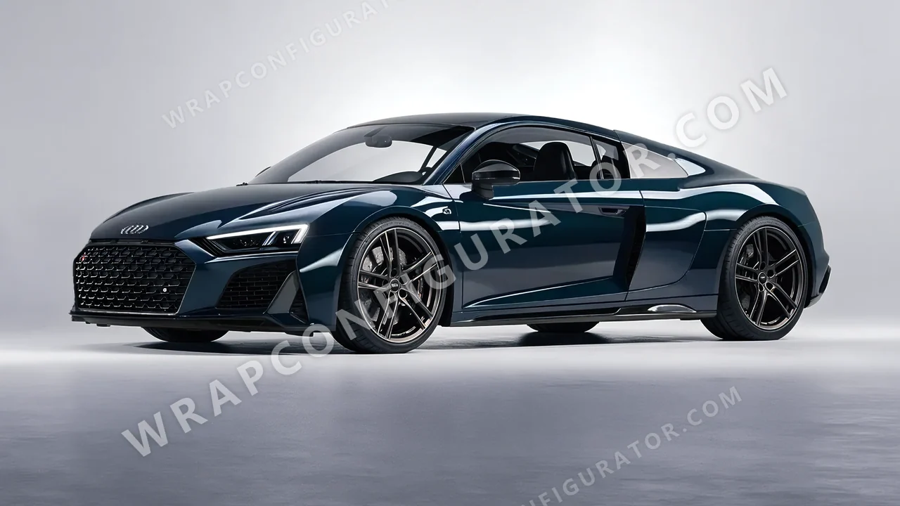 Blue Audi R8 2022 wrapped in Colourshield PPF by HyperPro Petrol Blue HGF108-P