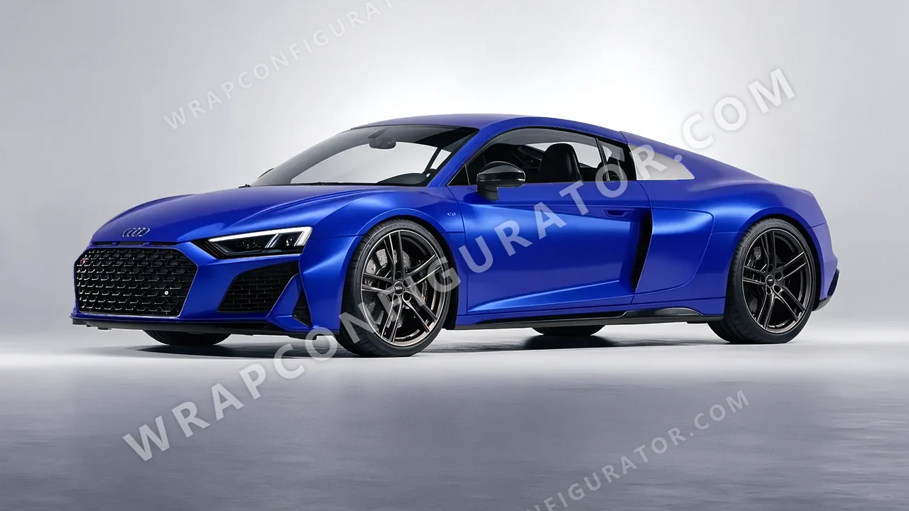 Blue Audi R8 2022 wrapped in Inozetek Dynamic PPF Azure Blue DPPF814