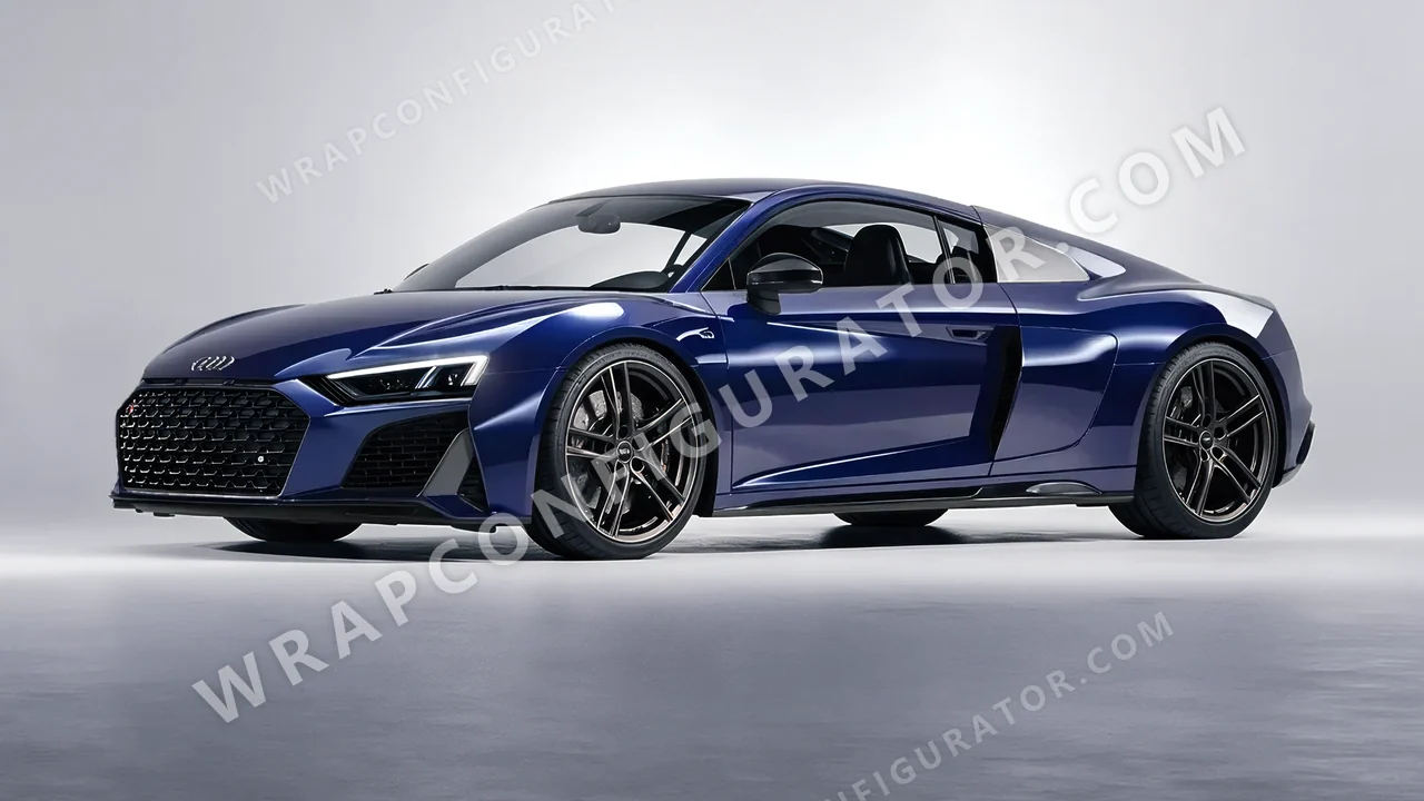 Blue Audi R8 2022 wrapped in Inozetek Dynamic PPF Black Blue DPPF925