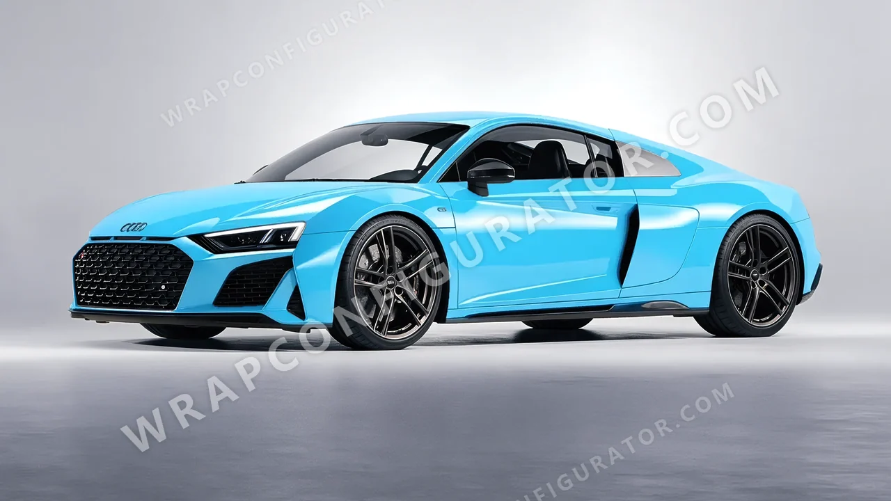 Blue Audi R8 2022 wrapped in Inozetek Dynamic PPF Coastal Blue DPPF913