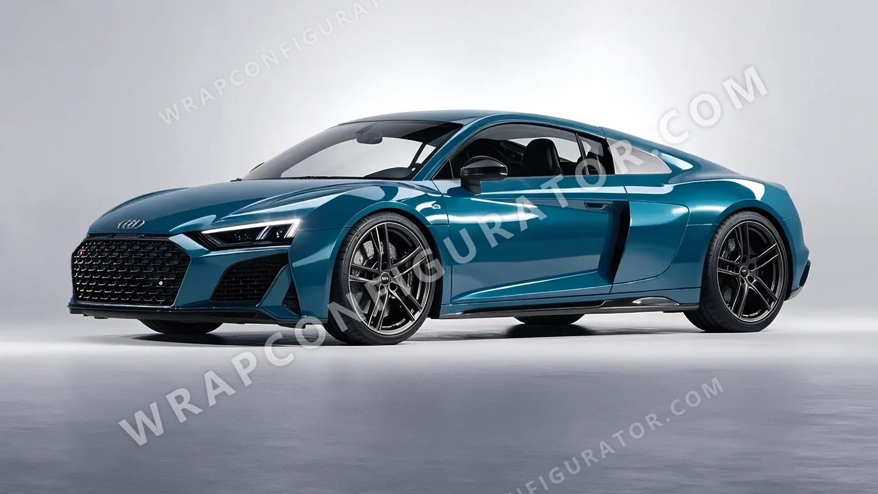 Blue Audi R8 2022 wrapped in Inozetek Dynamic PPF Empire Blue EMC101
