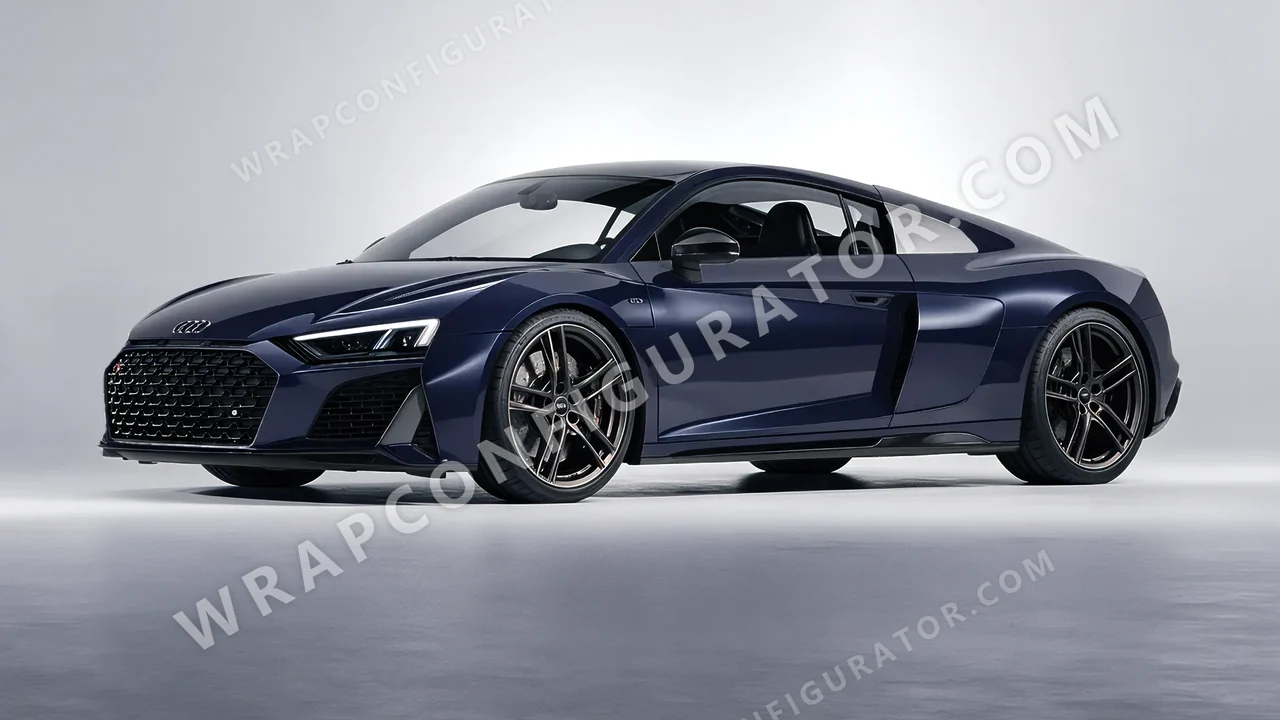 Blue Audi R8 2022 wrapped in Inozetek Dynamic PPF Graphite Blue DPPF922