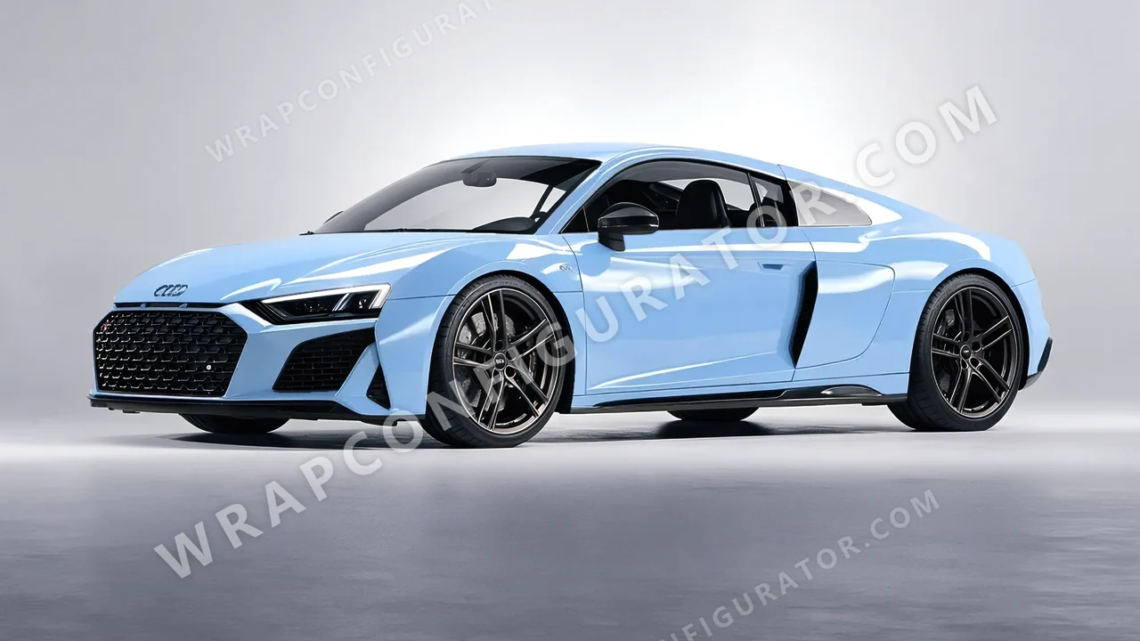Blue Audi R8 2022 wrapped in Inozetek Dynamic PPF Pebble Blue DPPF923
