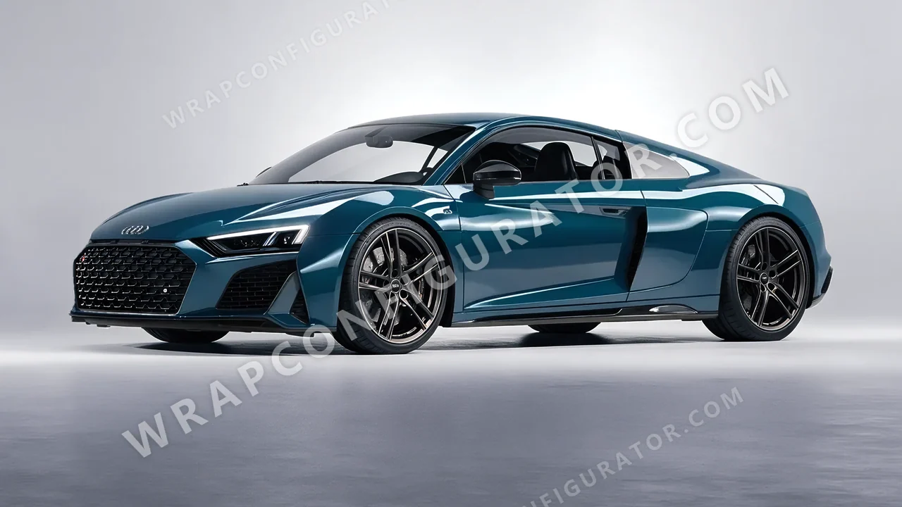 Blue Audi R8 2022 wrapped in Inozetek Dynamic PPF Petrol Blue DPPF705