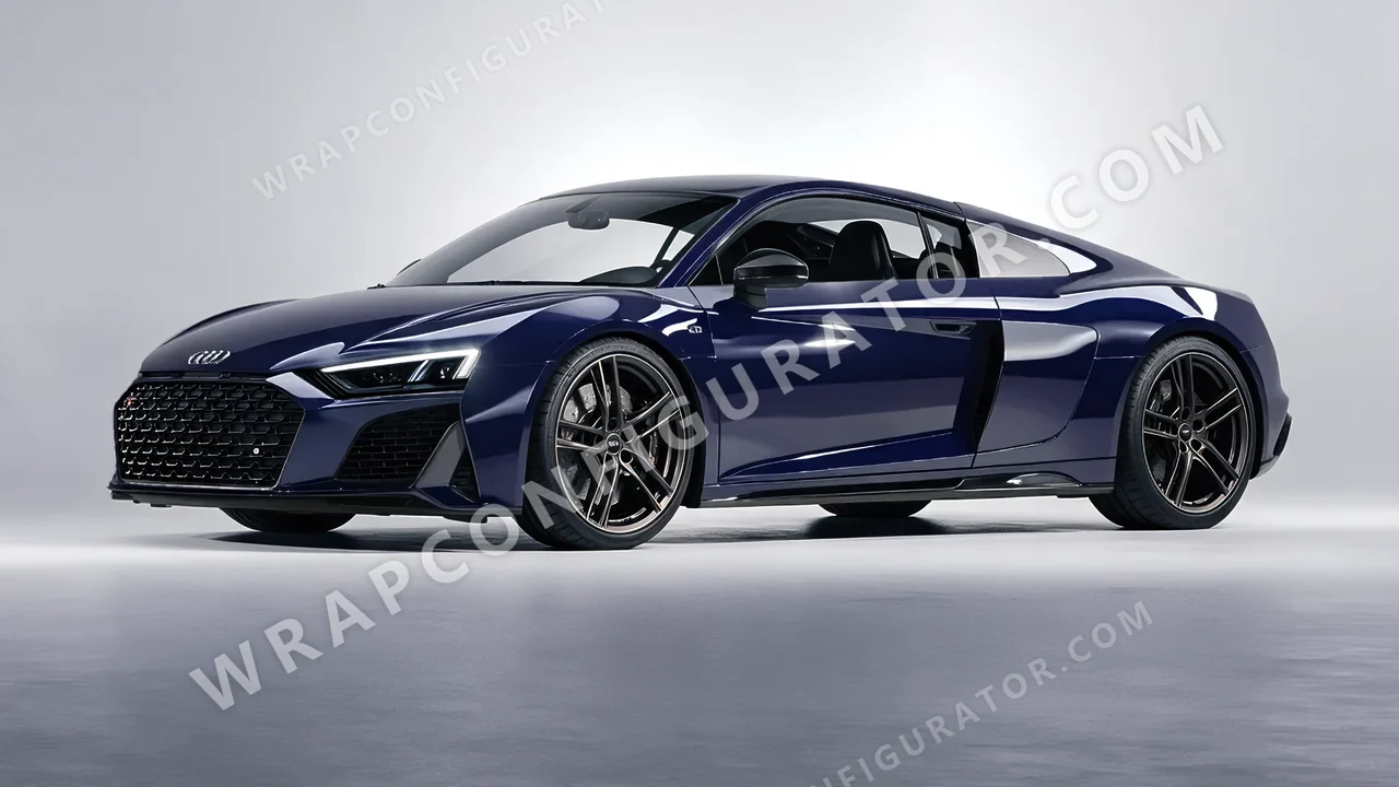Blue Audi R8 2022 wrapped in Inozetek Dynamic PPF SQ Navy SQ102NV