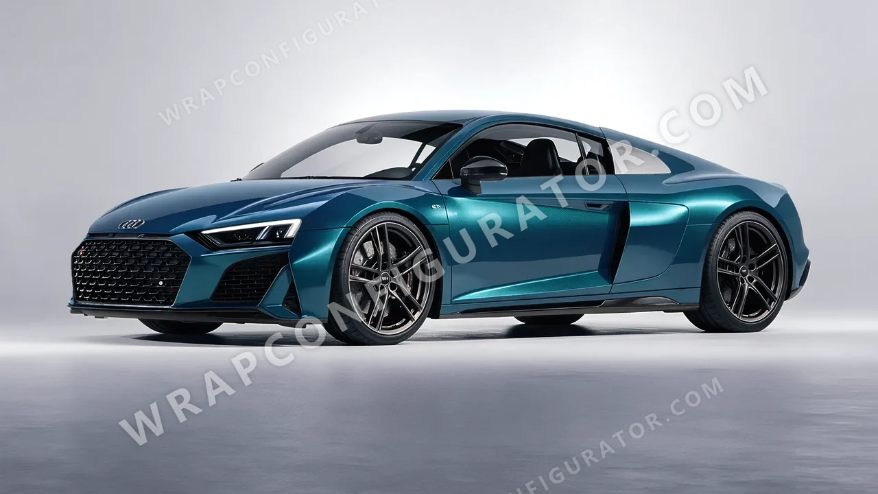 Blue Audi R8 2022 wrapped in KPMF Excelsior Blue K75441