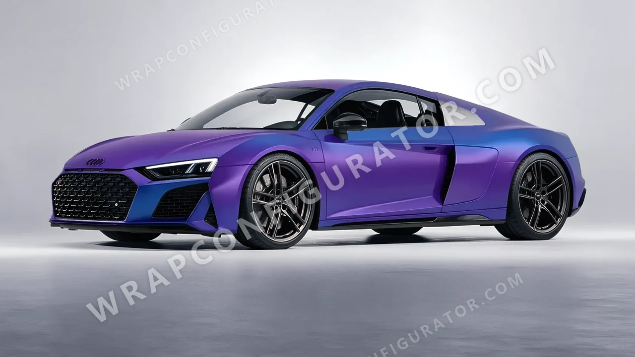 Blue Audi R8 2022 wrapped in KPMF Matt Purple Blue Iridescent K75566