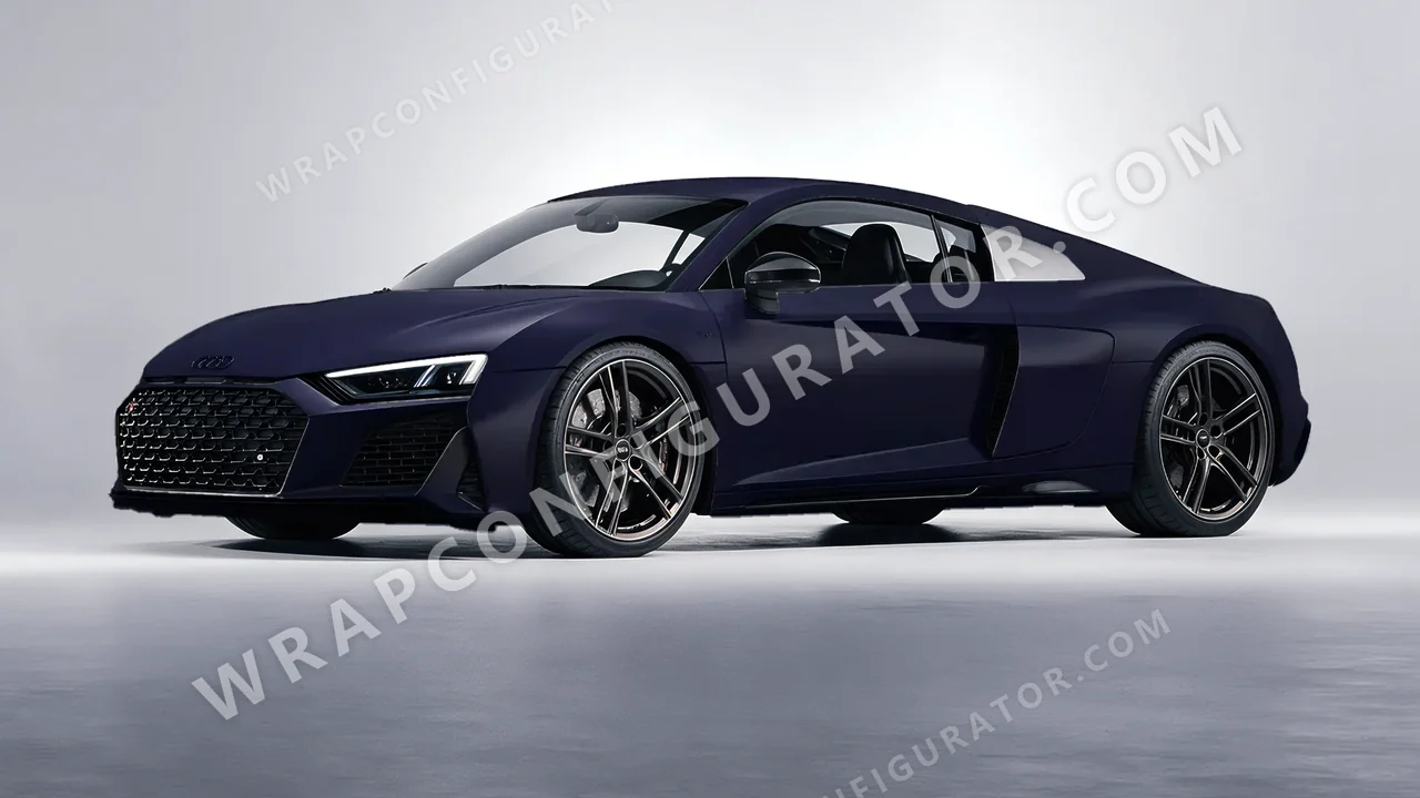 Blue Audi R8 2022 wrapped in KPMF Matt Sinister Blue K75562