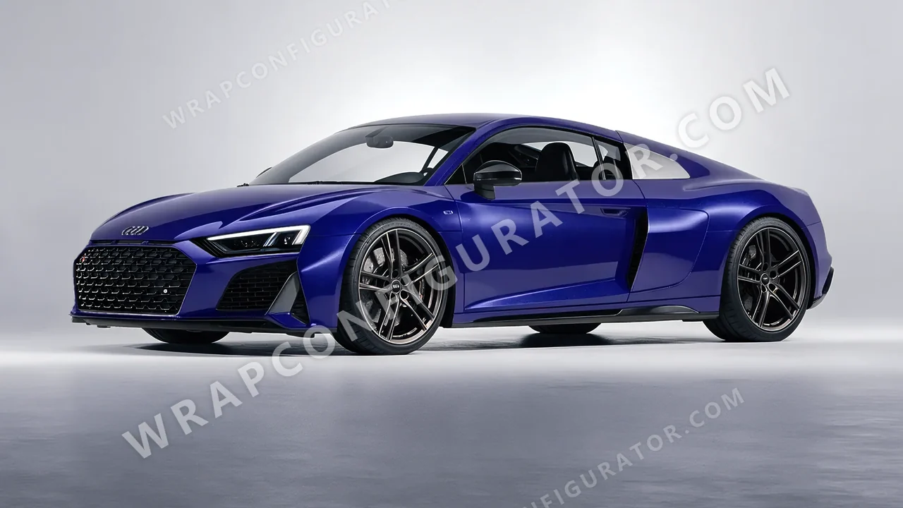 Blue Audi R8 2022 wrapped in KPMF Opulent Indigo K75452