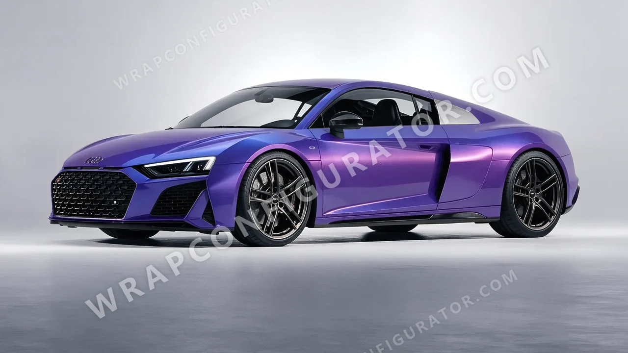 Blue Audi R8 2022 wrapped in KPMF Twilight Sky K75417