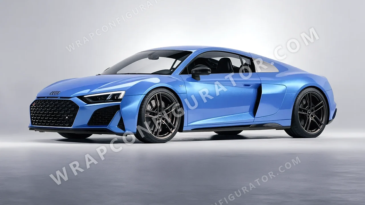 Blue Audi R8 2022 wrapped in ORACAL Azure 970RA-197G