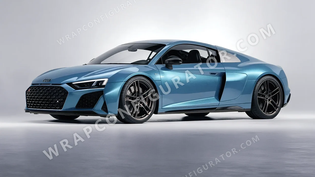 Blue Audi R8 2022 wrapped in ORACAL Ballistic Blue 970RA-571G