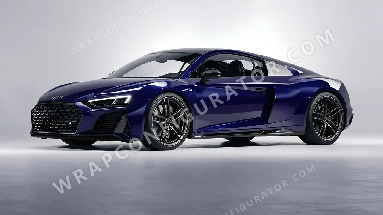 Blue Audi R8 2022 wrapped in ORACAL Baltic Blue 970RA-178G