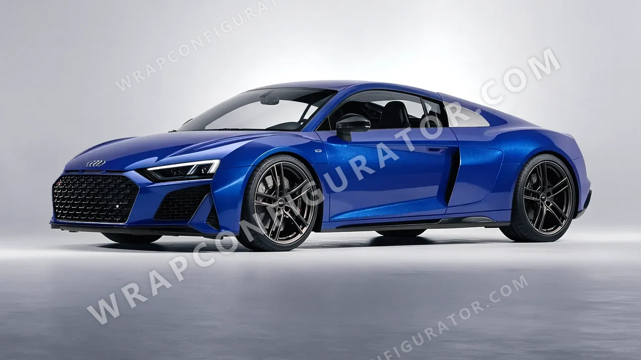 Blue Audi R8 2022 wrapped in ORACAL Deep Blue 970RA-192G