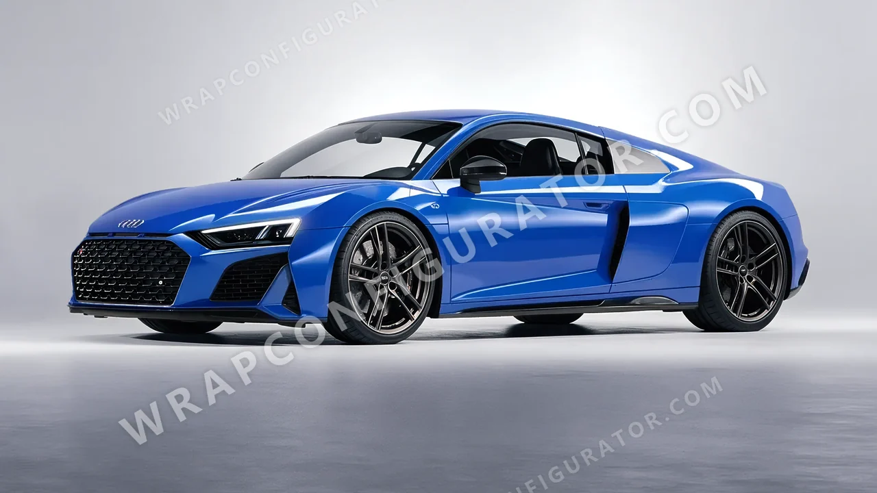 Blue Audi R8 2022 wrapped in ORACAL Fjord Blue 970RA-547G