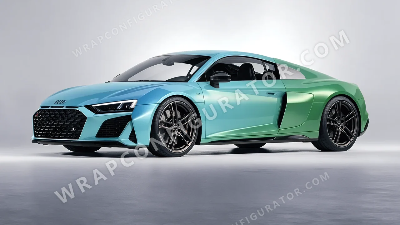 Blue Audi R8 2022 wrapped in ORACAL Gloss Aquamarine 970RA-318G