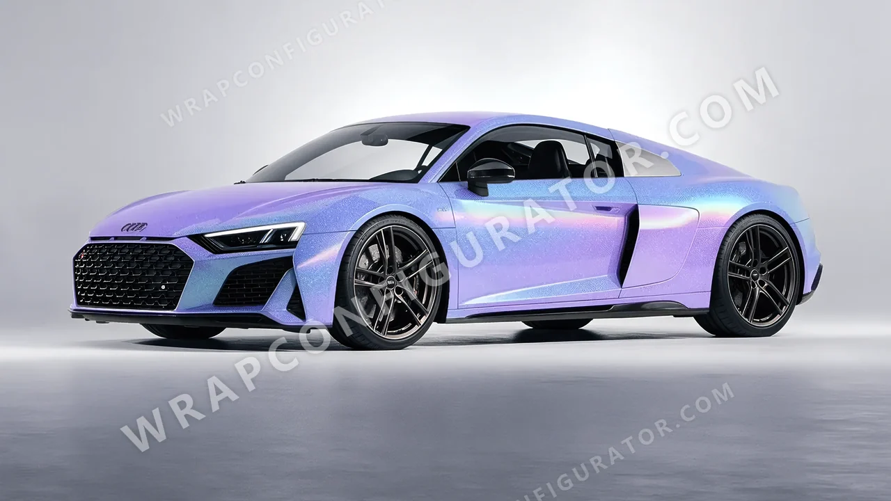 Blue Audi R8 2022 wrapped in ORACAL Intergalactic Blue 970RA-155G