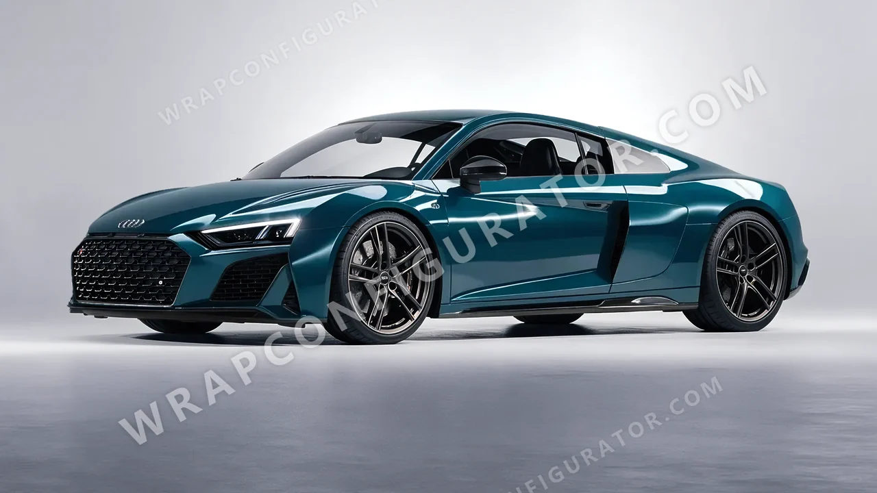 Blue Audi R8 2022 wrapped in ORACAL Juniper 970RA-689G