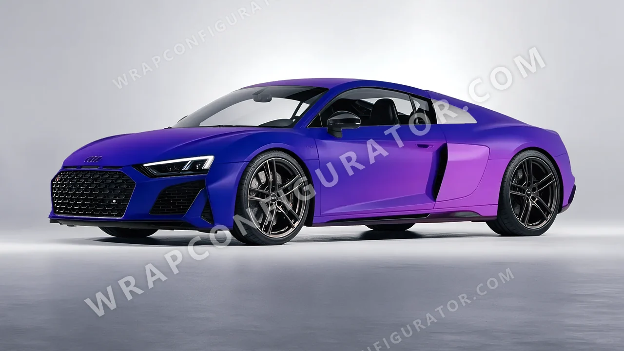 Blue Audi R8 2022 wrapped in ORACAL Matt Ultramarine Violet 970RA-319M