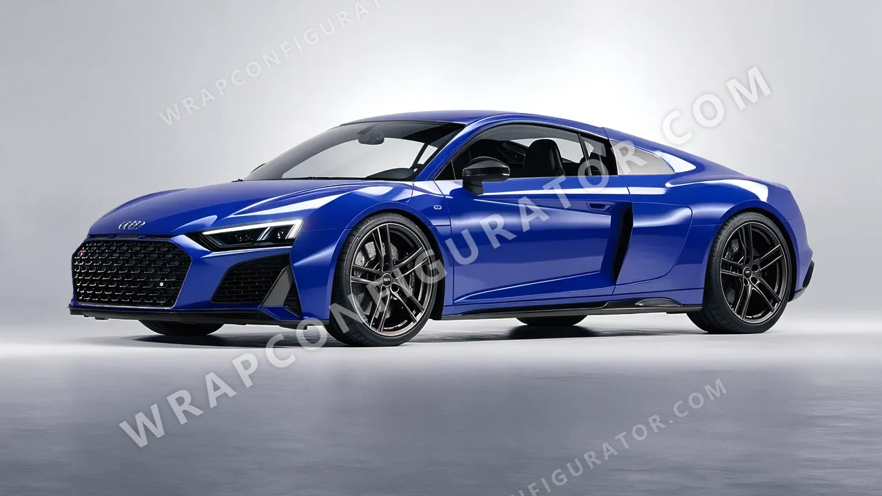Blue Audi R8 2022 wrapped in ORACAL Night Blue 970RA-511G