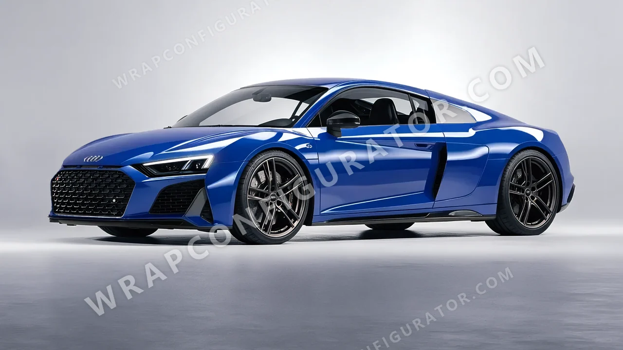 Blue Audi R8 2022 wrapped in ORACAL Police Blue 970RA-572G