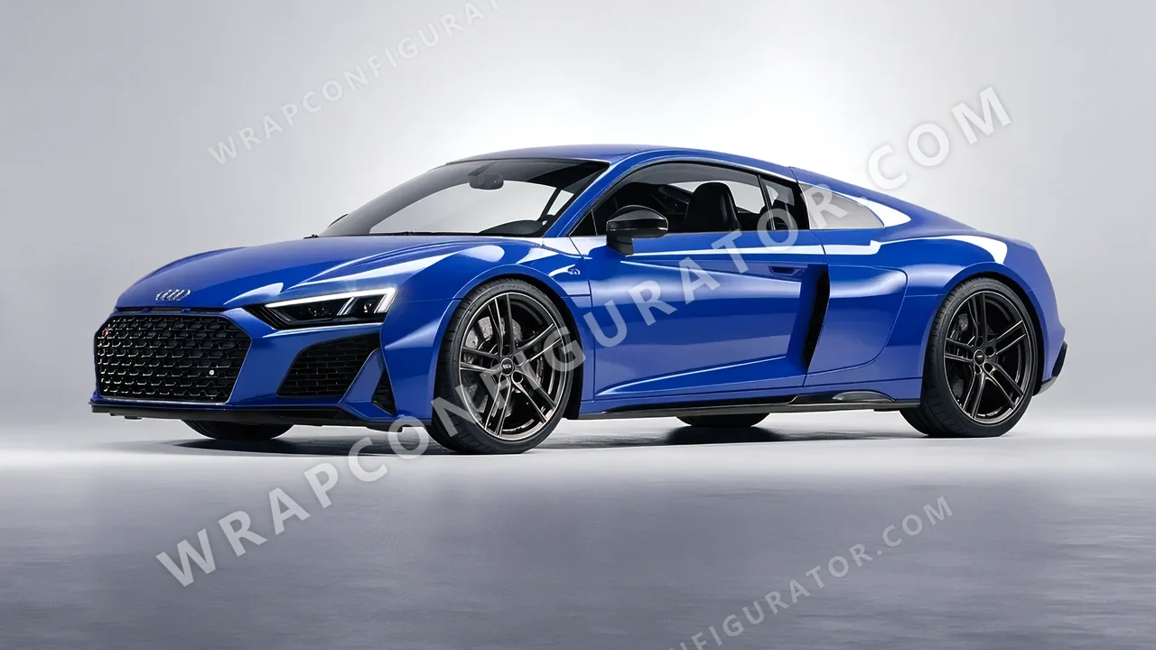 Blue Audi R8 2022 wrapped in ORACAL Sea Blue 970RA-509G