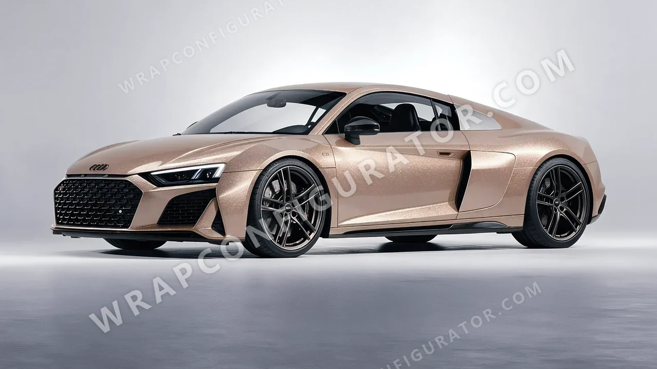 Brown Audi R8 2022 wrapped in Avery Dennison Sand Sparkle SW900-255-M