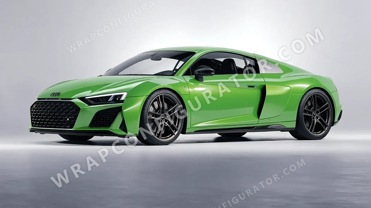Green Audi R8 2022 wrapped in 3M Gloss Light Green G16