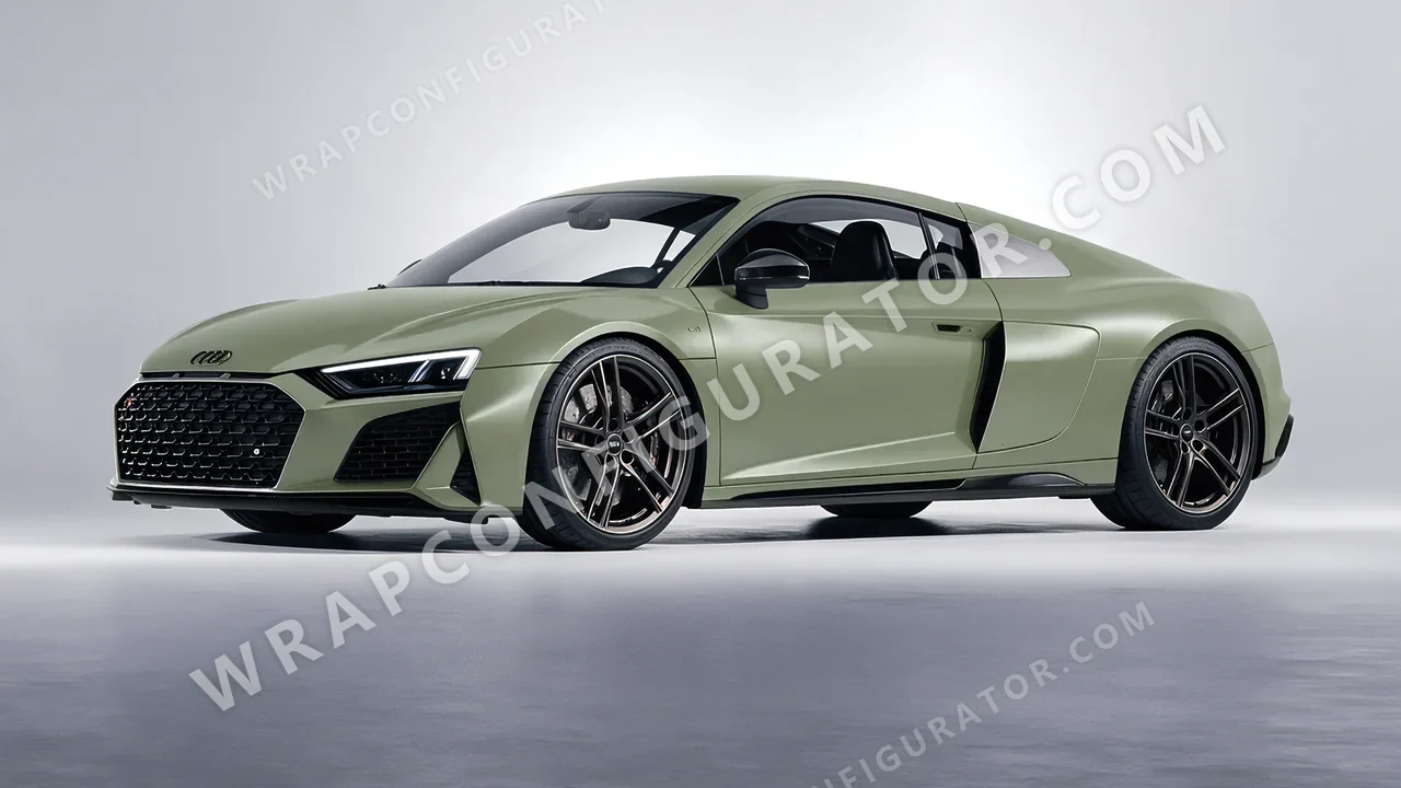 Green Audi R8 2022 wrapped in 3M Komodo Green S56