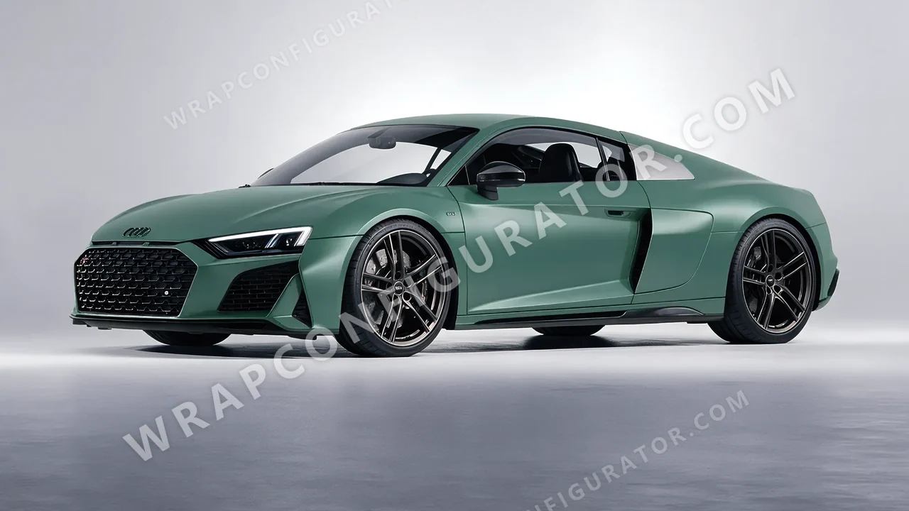 Green Audi R8 2022 wrapped in 3M Matte Pine Green Metallic M206