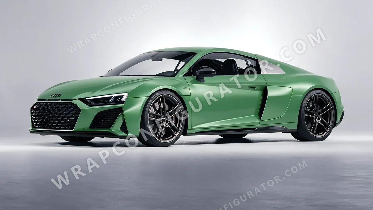 Green Audi R8 2022 wrapped in 3M Satin Apple Green S196