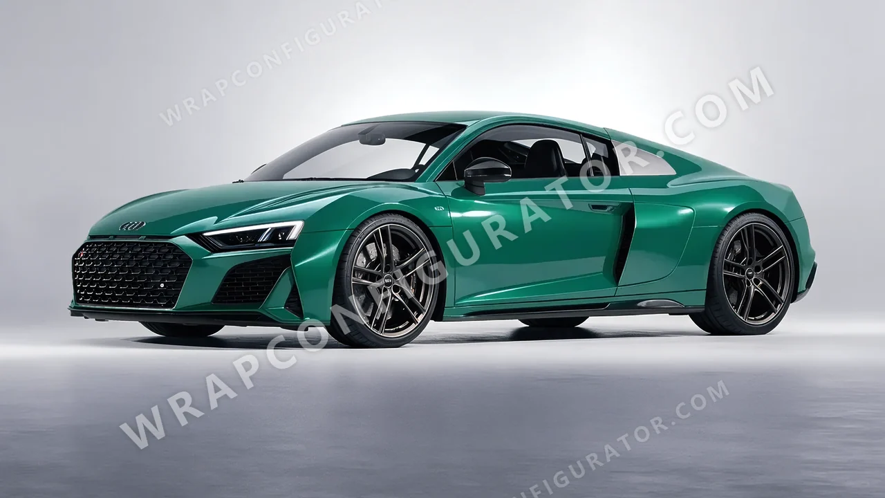 Green Audi R8 2022 wrapped in Avery Dennison Emerald Green SW900-771-O