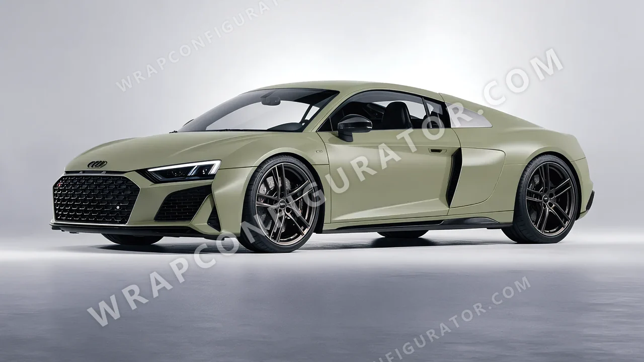 Green Audi R8 2022 wrapped in Avery Dennison Khaki Green SW900-711-O