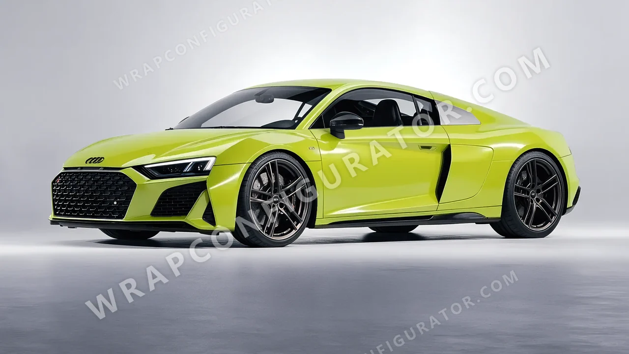 Green Audi R8 2022 wrapped in Avery Dennison Lime Green SW900-731-O