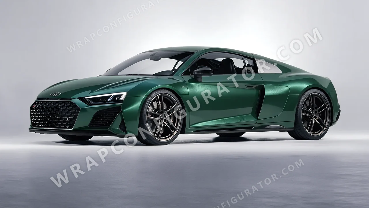 Green Audi R8 2022 wrapped in Avery Dennison Pearl Dark Green SW900-796-S